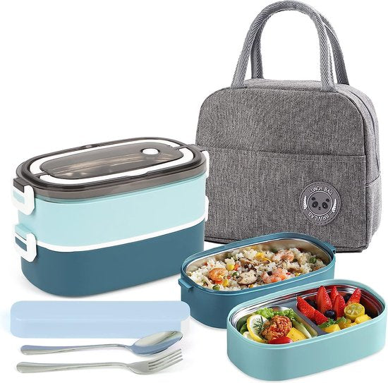Mehrschichtige Lunchbox mit Tragetasche und Besteck