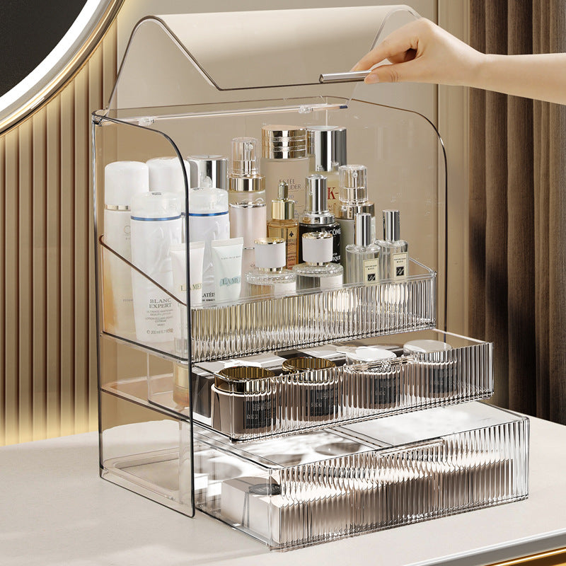 Staubgeschützte Kosmetik-Organizerbox mit Schubladen