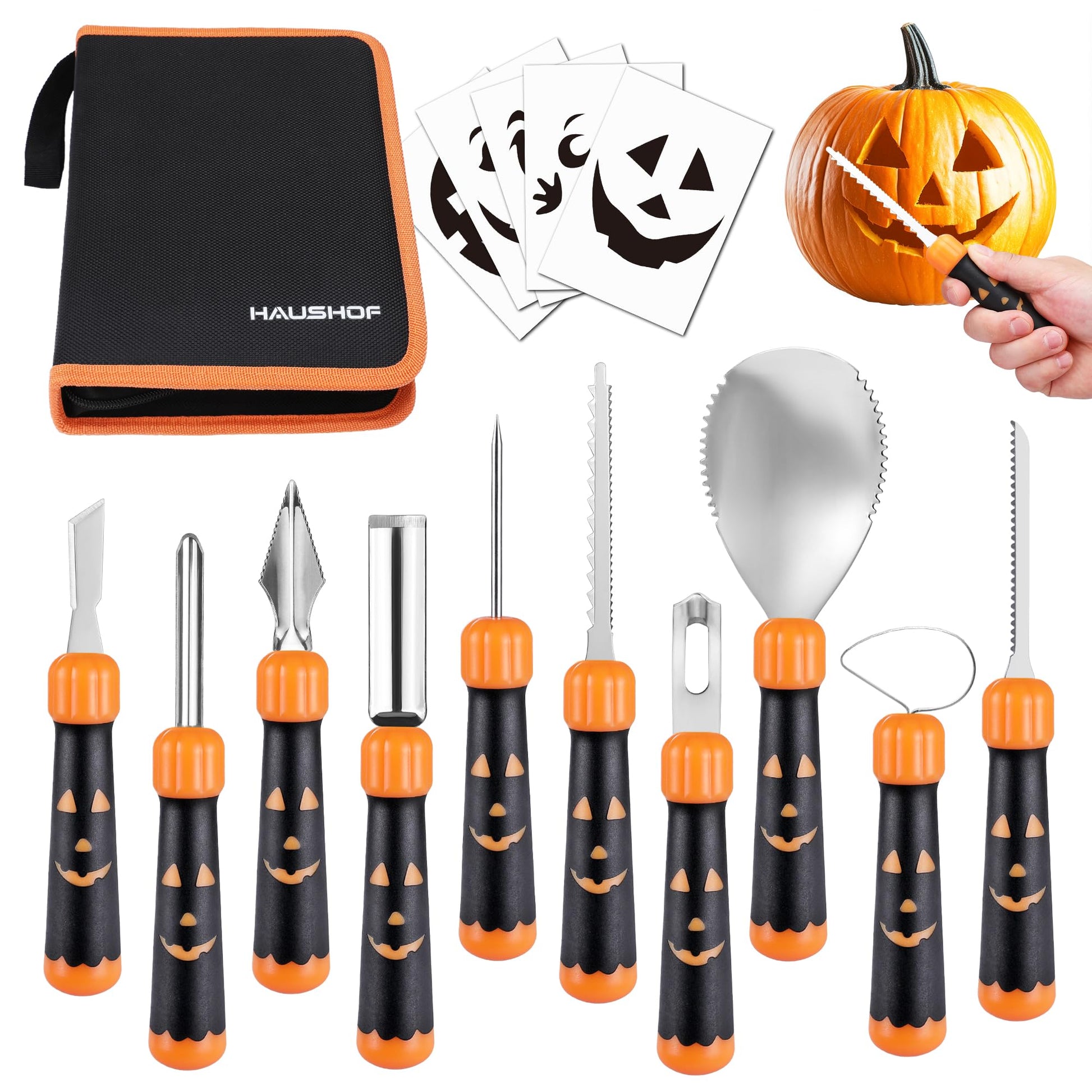 10-teiliges Kürbis-Schnitzset für Halloween