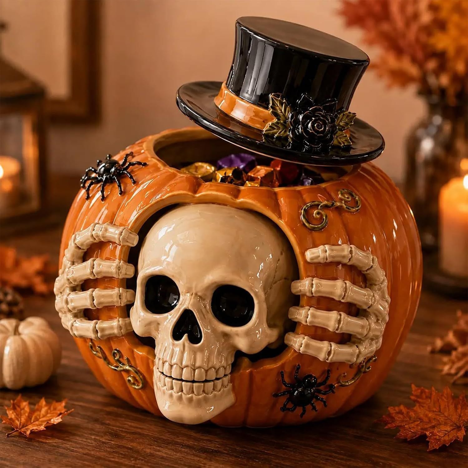 Halloween-Totenkopf-Kürbis-Süßigkeitenglas
