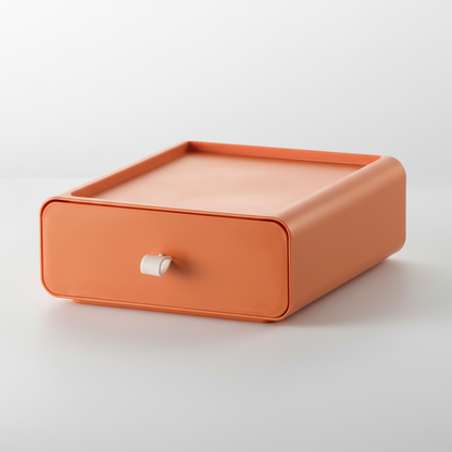 Kleine stapelbare Schubladenbox in Orange für Zuhause und Büro