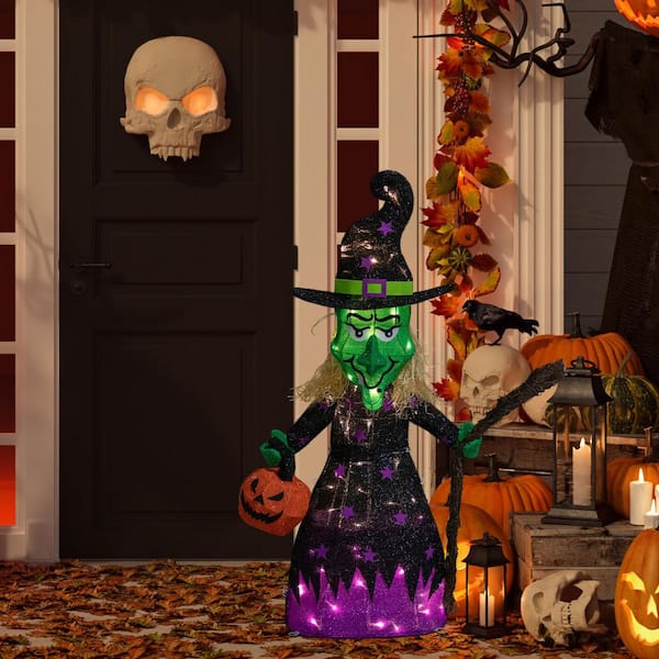 Beleuchteter Hexen-Gartenstecker für Halloween