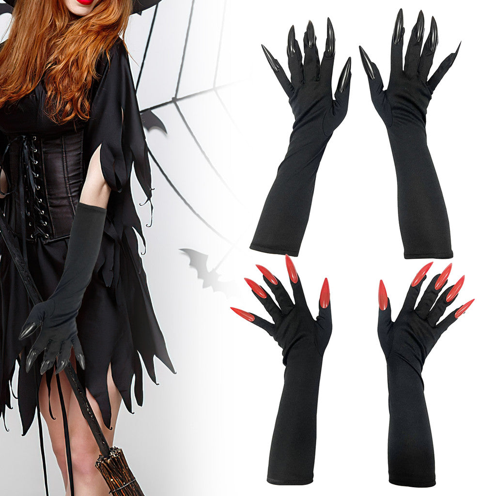 Lange Halloween-Kostümhandschuhe mit Krallen