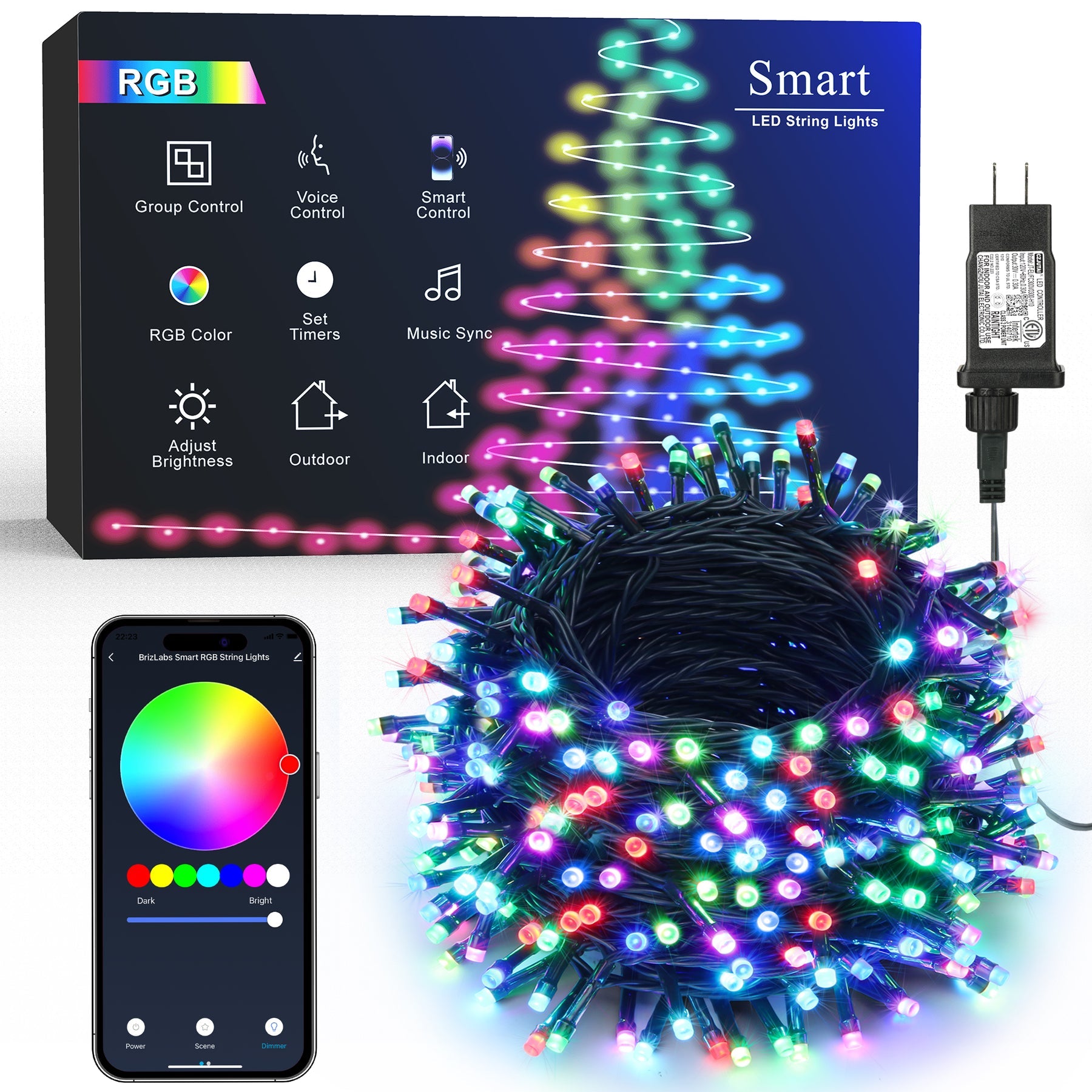 Smarte RGB-LED-Lichterkette mit Farbwechsel